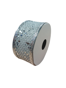 CINTA MALLA 3.8CM MD 10 YDS PLATA