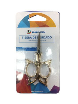 TIJERA BORDADO T02 MARIPOSA ORO/PLATA 9.5CM